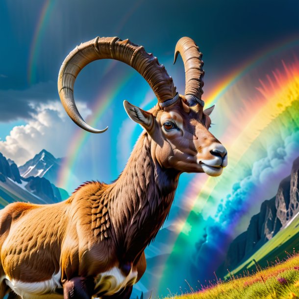 Picture of a eating of a ibex on the rainbow