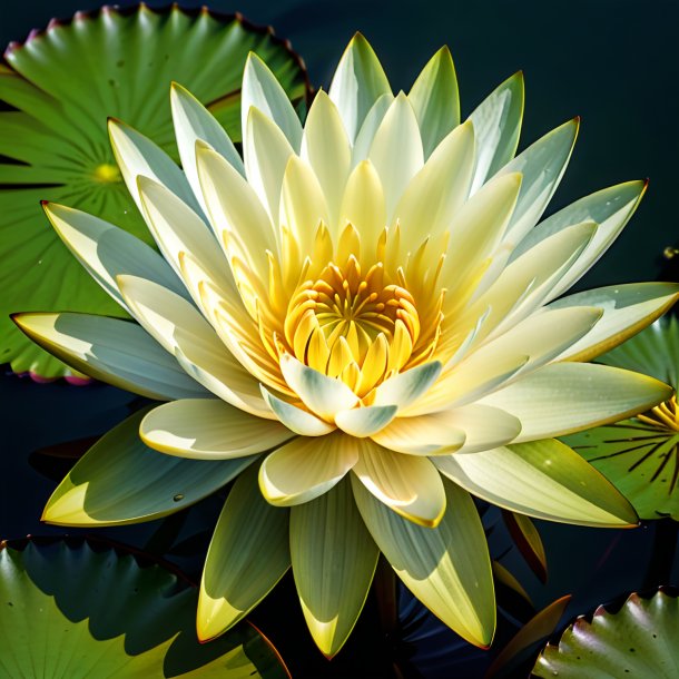 "imagery of a khaki water lily, peltated"