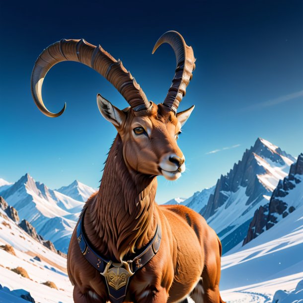 Illustration of a ibex in a belt in the snow