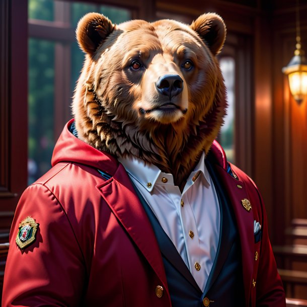 Image of a bear in a red jacket