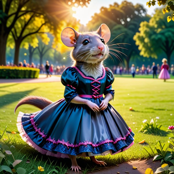 Foto de una rata en un vestido en el parque