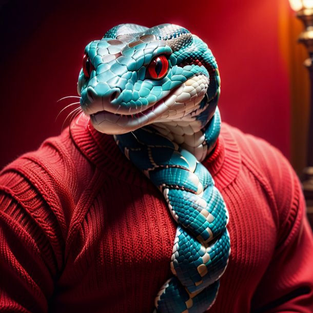 Picture of a snake in a red sweater