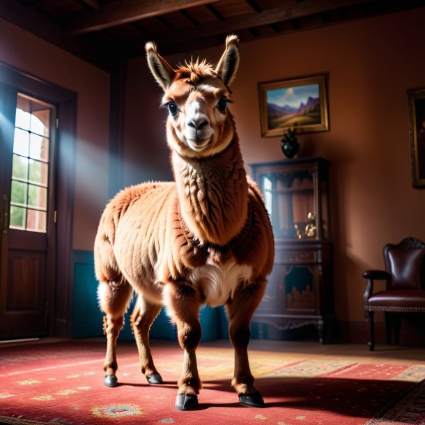 Foto de una llama en zapatos marrones