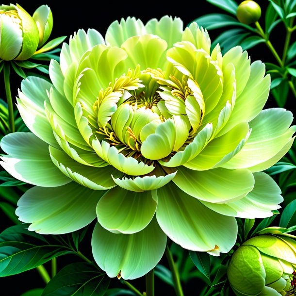 Clipart of a lime peony