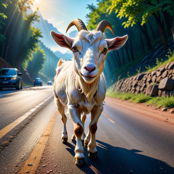 Picture of a crying of a goat on the road