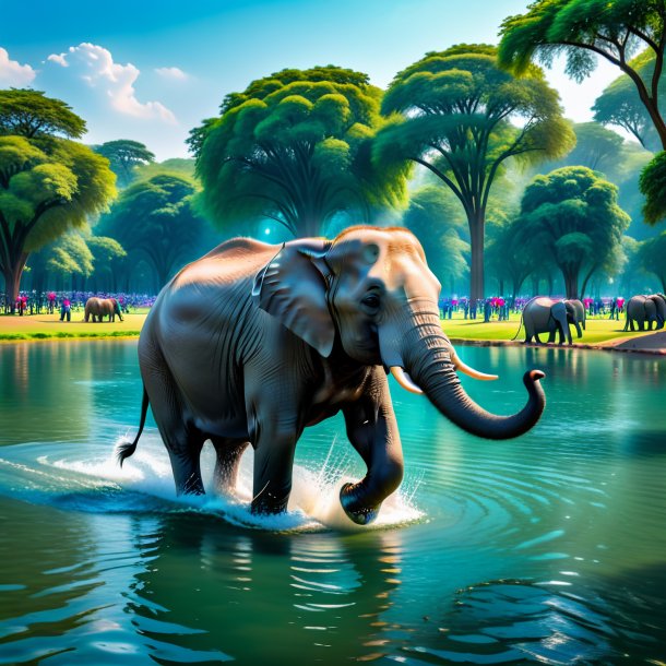 Pic of a swimming of a elephant in the park