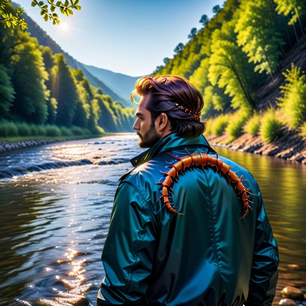 Foto de un ciempiés en una chaqueta en el río