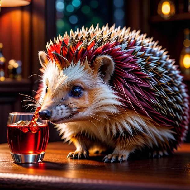 Pic of a red drinking hedgehog