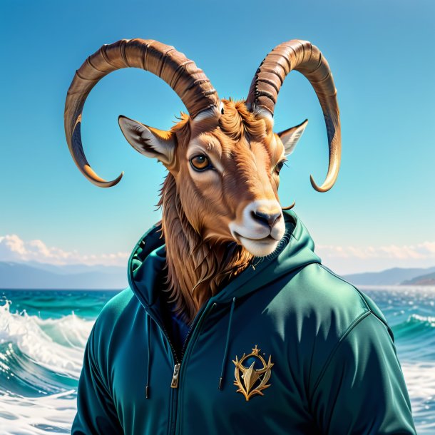 Pic d'un ibex dans un sweat à capuche dans la mer