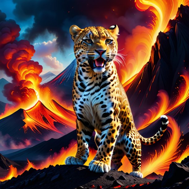 Picture of a dancing of a leopard in the volcano