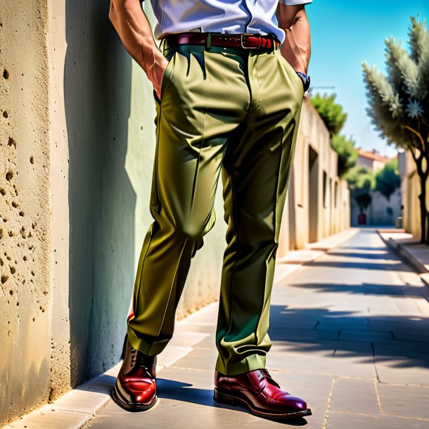 Photography of a olive trousers from concrete