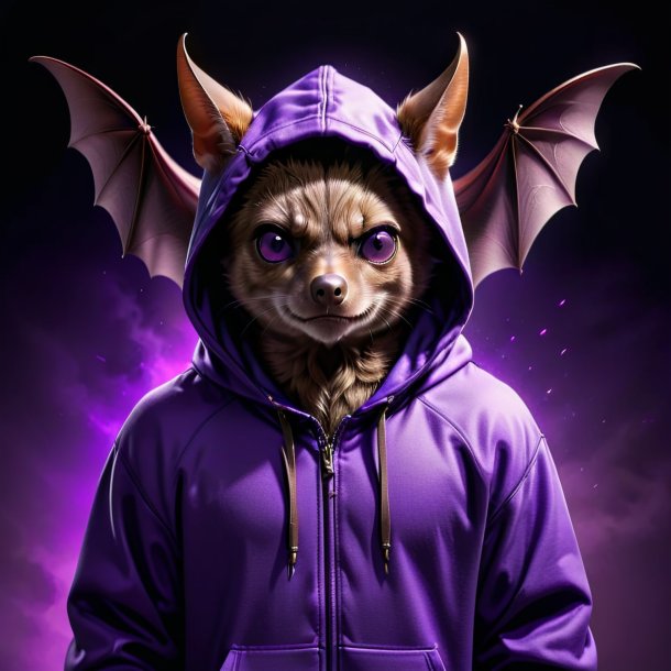 Photo of a bat in a purple hoodie