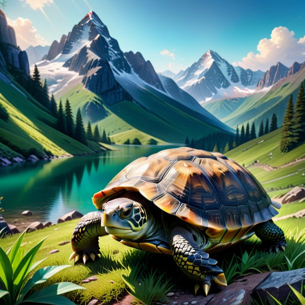 Picture of a playing of a turtle in the mountains