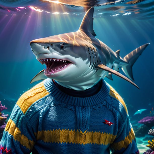 Picture of a shark in a sweater in the water