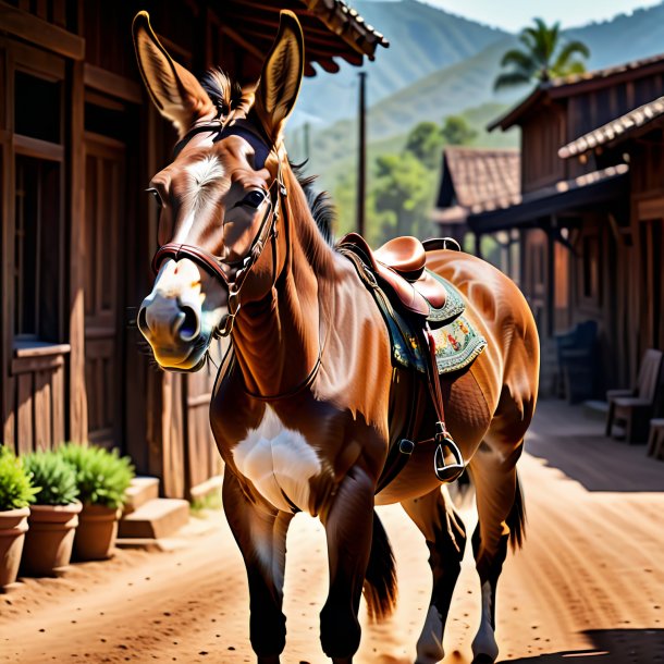 Image of a mule in a brown jeans