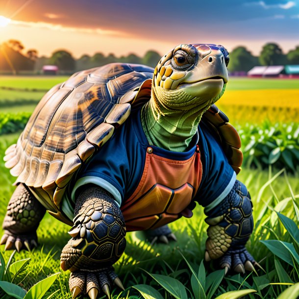 Image of a tortoise in a trousers on the field