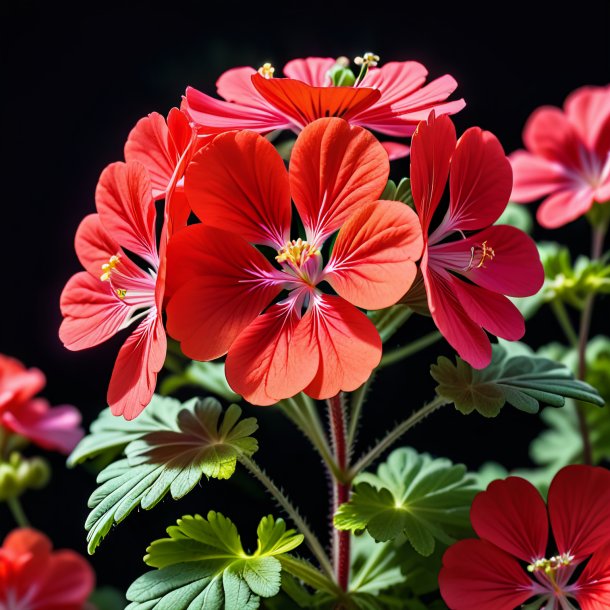 "portrait of a coral geranium, rose"