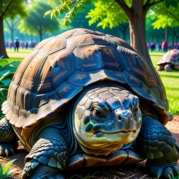 Photo of a resting of a tortoise in the park