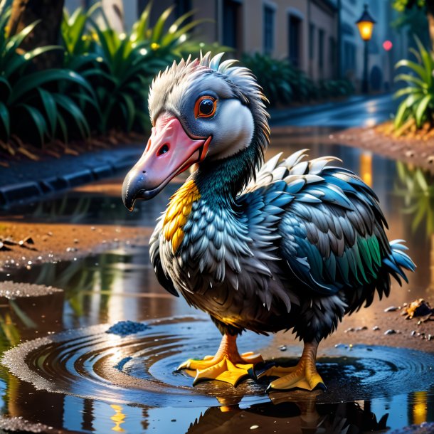 Photo of a crying of a dodo in the puddle