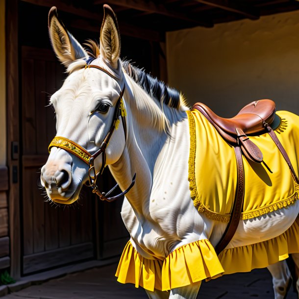 Pic d'une mule dans une jupe jaune