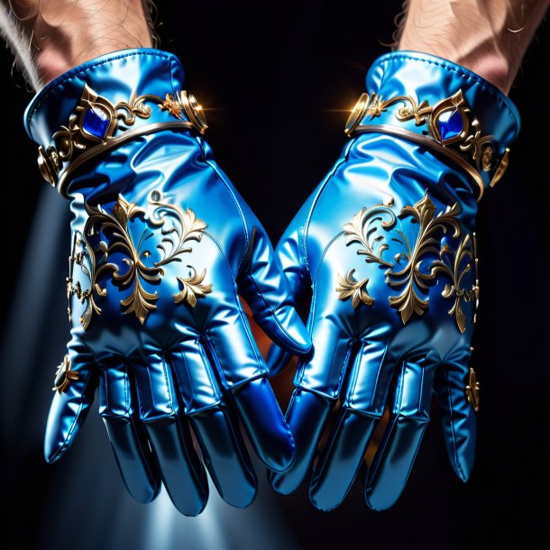 Illustration of a blue gloves from metal