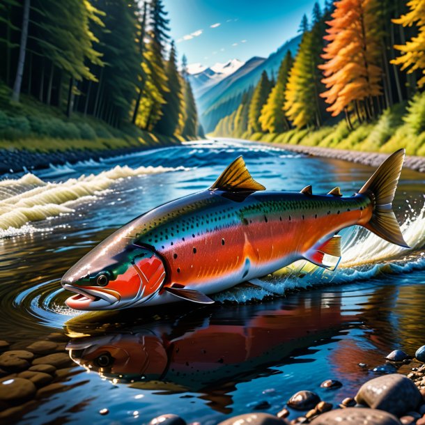 Picture of a playing of a salmon on the road