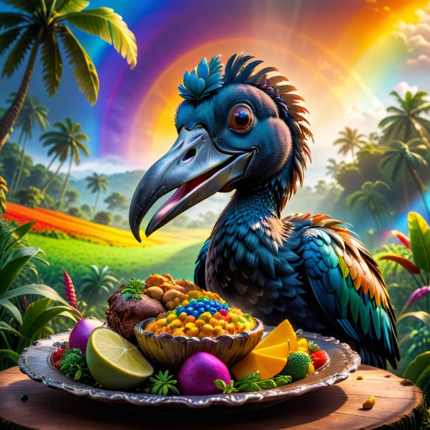 Photo of a eating of a dodo on the rainbow