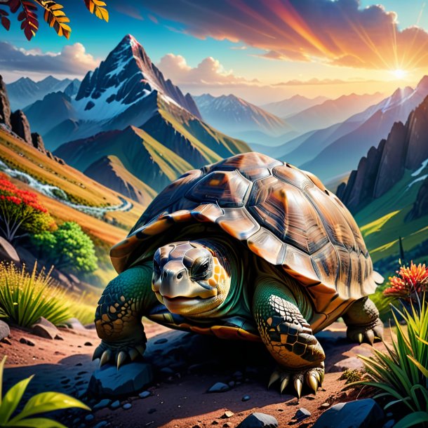 Picture of a crying of a tortoise in the mountains