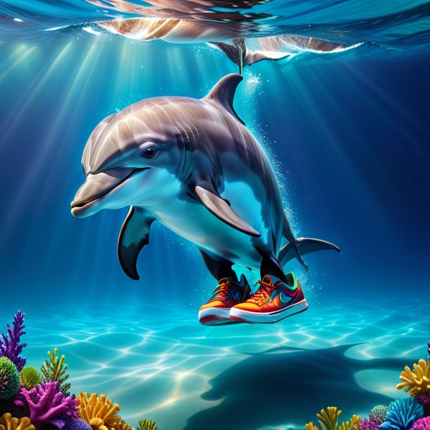 Photo of a dolphin in a shoes in the water