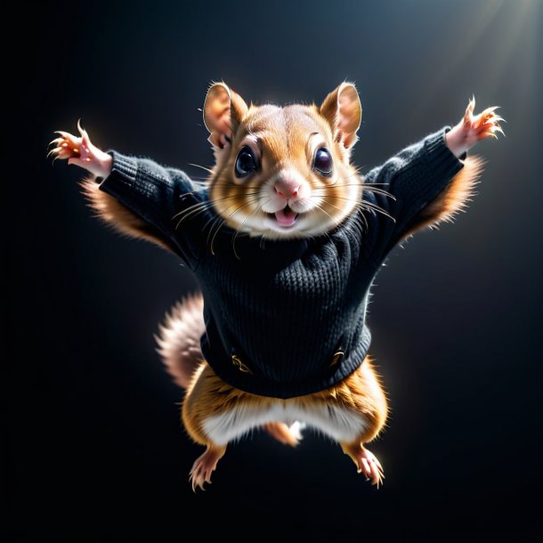 Pic of a flying squirrel in a black sweater