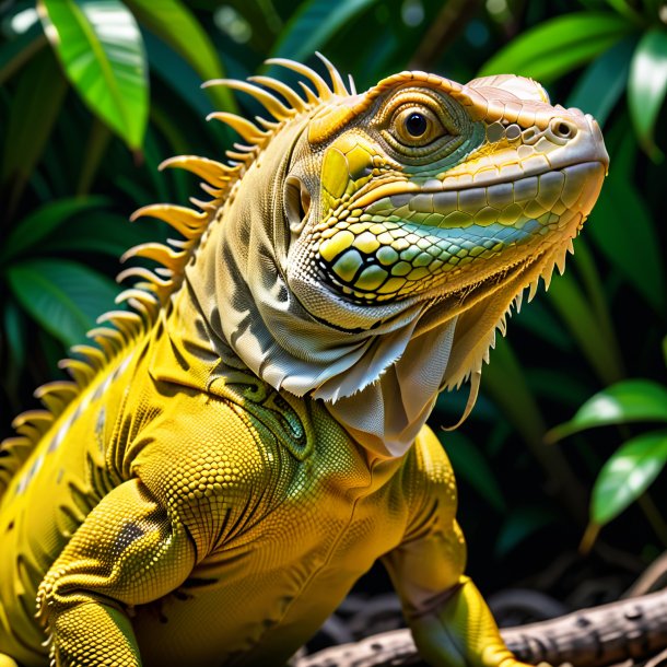 Image of a yellow waiting iguana