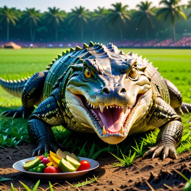 Foto de una comida de un cocodrilo en el campo