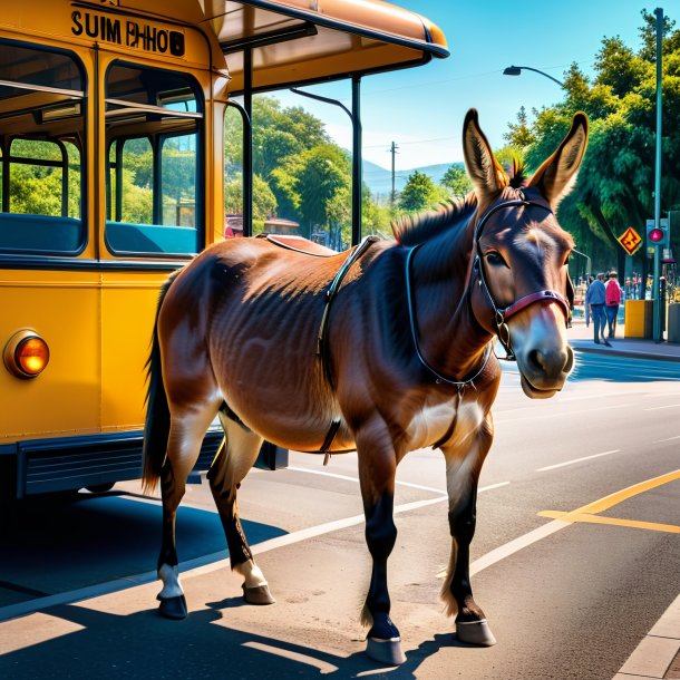 Foto de uma natação de uma mula no ponto de ônibus