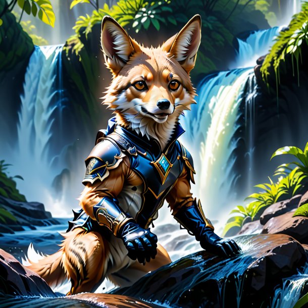 Drawing of a jackal in a gloves in the waterfall