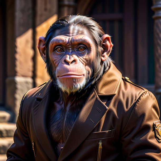 Picture of a chimpanzee in a brown coat