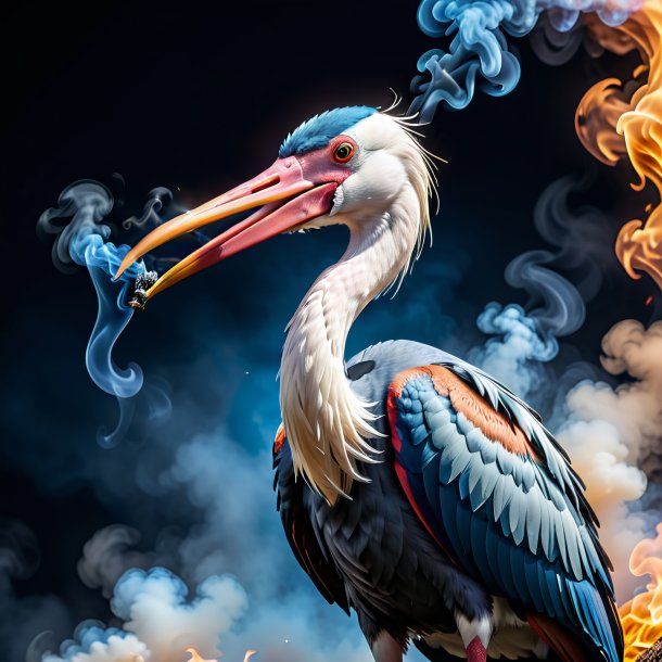 Pic of a blue smoking stork