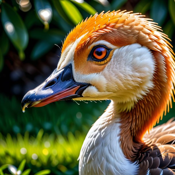 Foto de un ganso que llora naranja