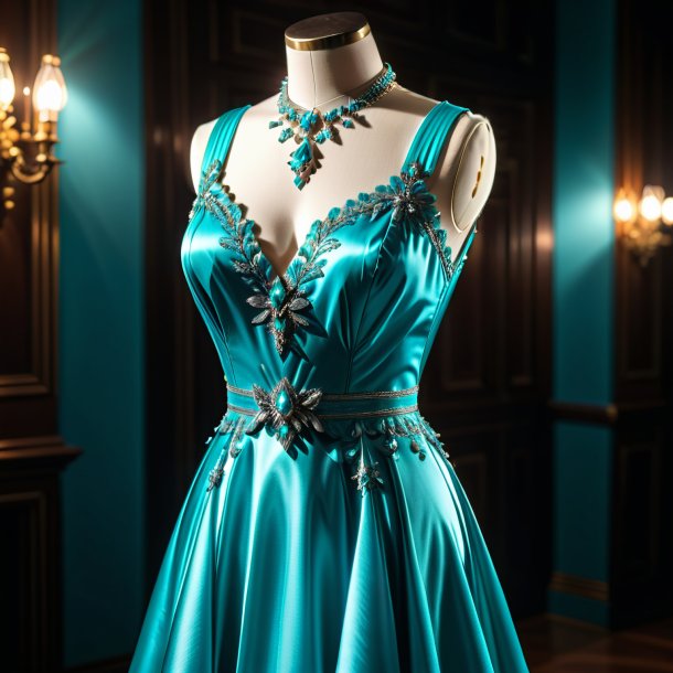 Foto de un vestido cyan de metal