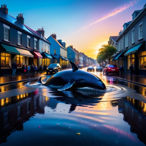 Pic of a playing of a whale in the puddle