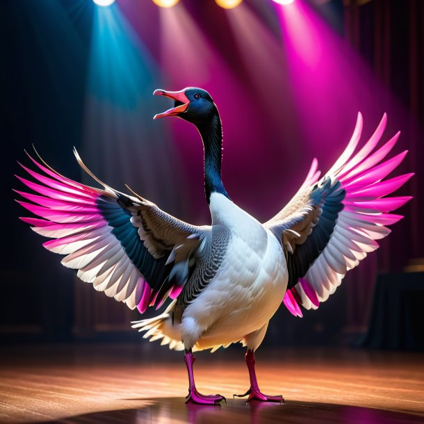 Image of a fuchsia dancing goose