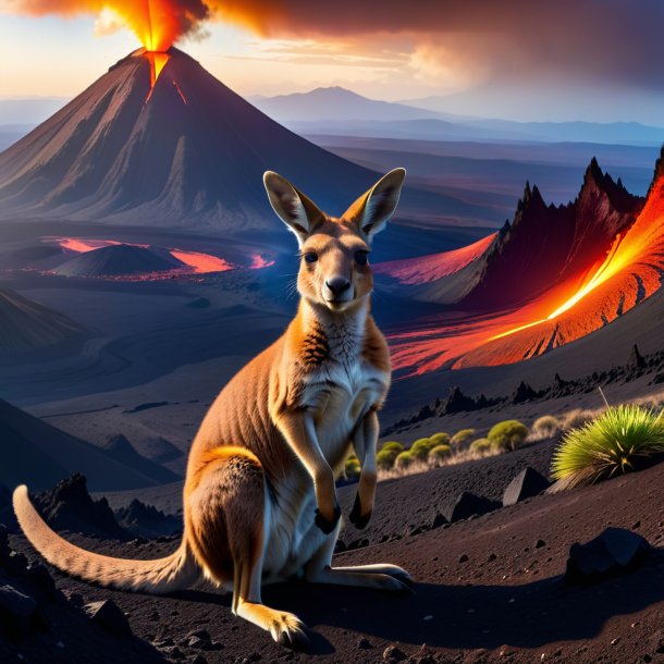 Foto de un descanso de un canguro en el volcán