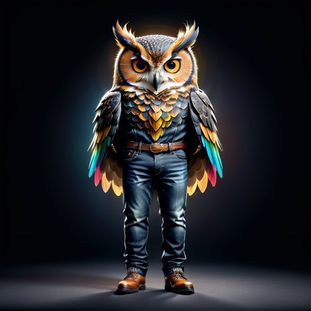 Image of a owl in a black jeans