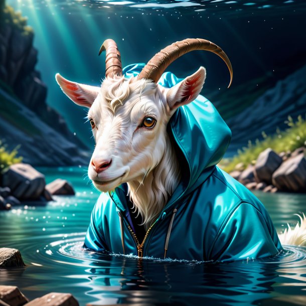 Illustration of a goat in a hoodie in the water