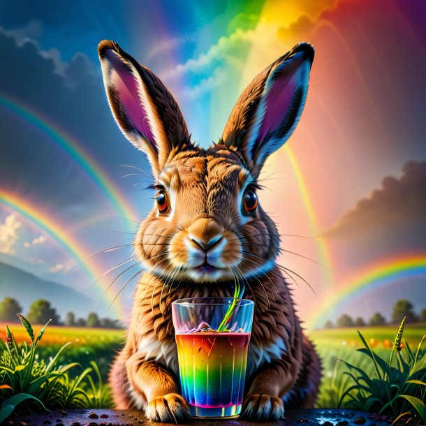 Photo of a drinking of a hare on the rainbow