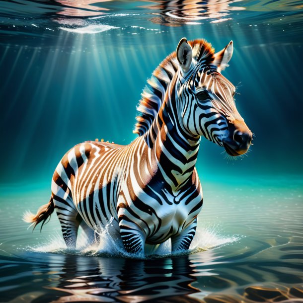 Illustration of a zebra in a dress in the water