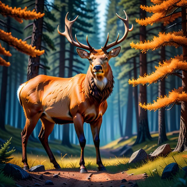 Picture of a elk in a orange jeans