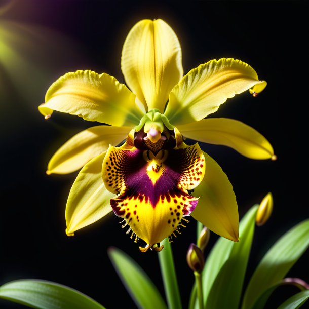 "depicting of a yellow ophrys, fly orchid"