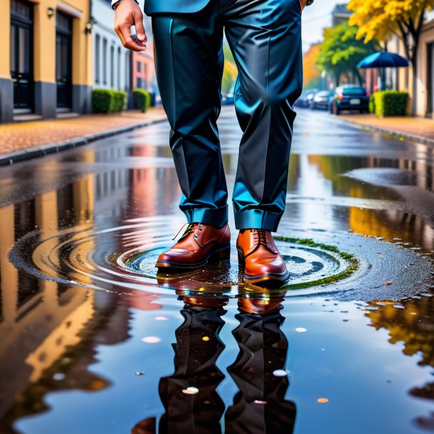 Picture of a mol in a trousers in the puddle