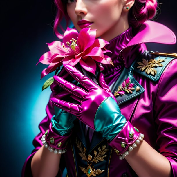 Portrait of a fuchsia gloves from metal