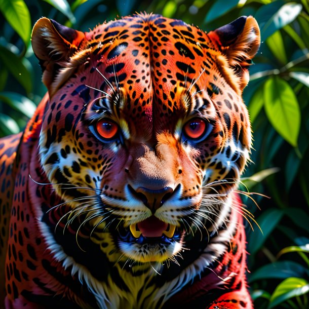 Pic d'un jaguar rouge pleurant